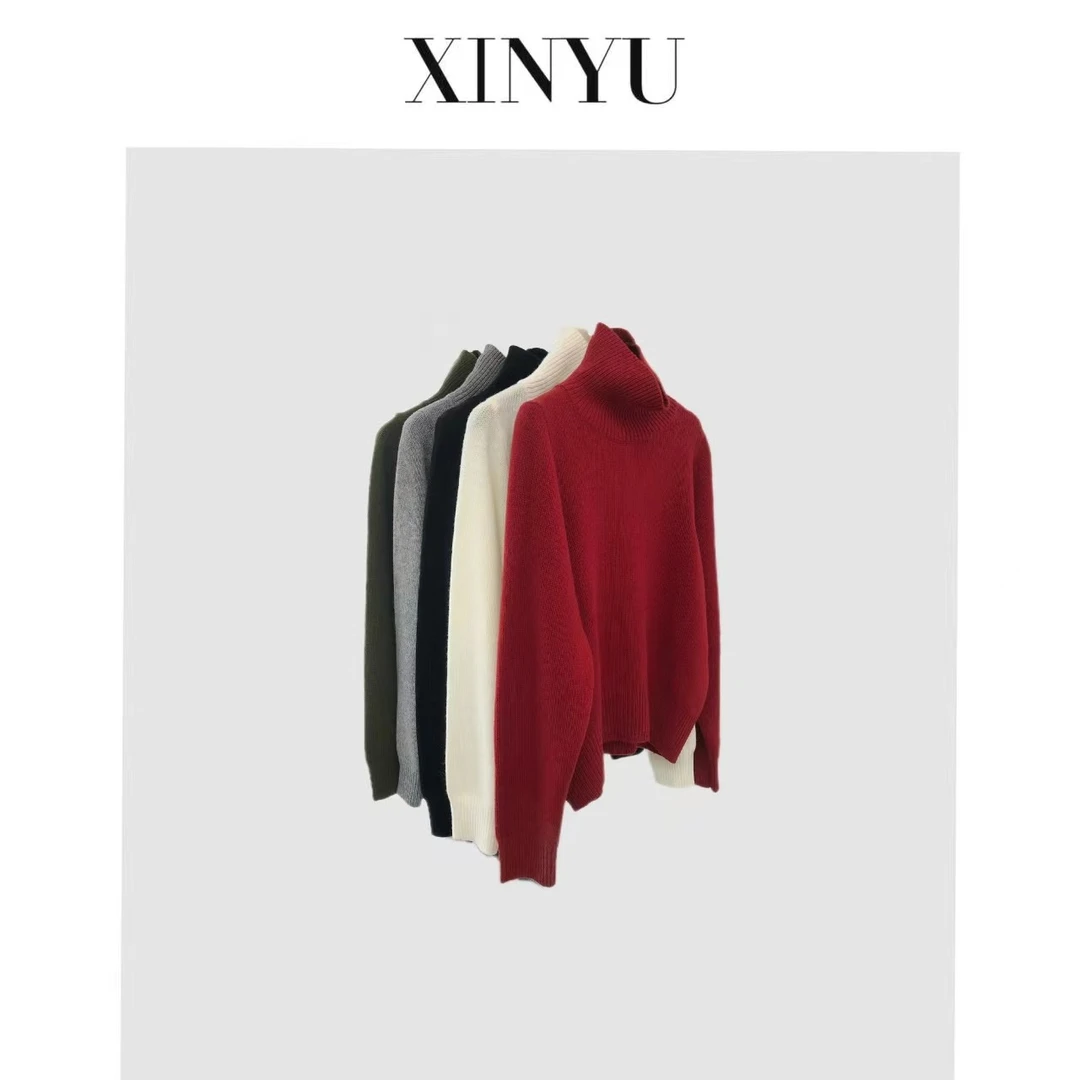 XINYU/芯与『斯德哥尔摩』100绵羊毛高领毛衣 413168 时尚百搭