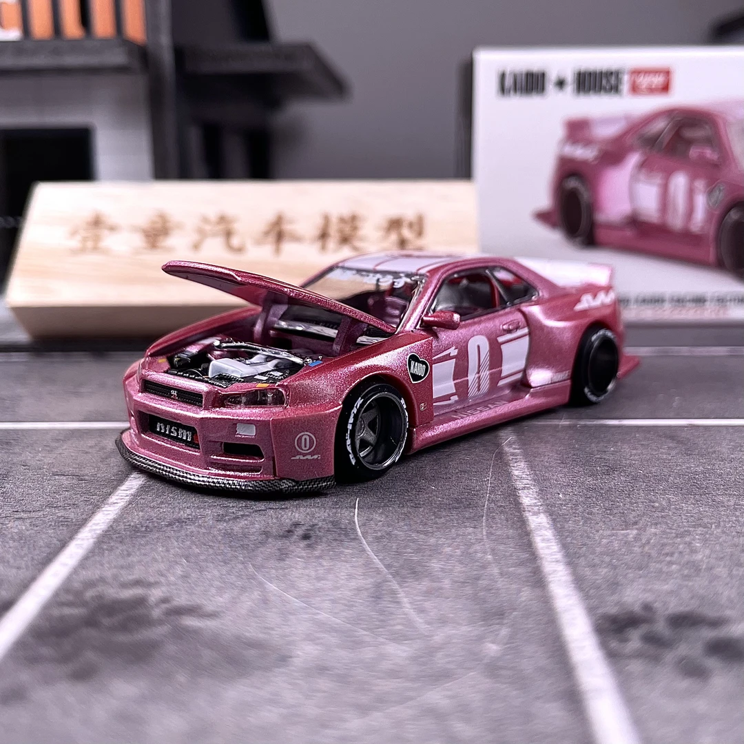 【壹童现货】MINIGT KAIDO 1:64 尼桑R34 128号 粉色 合金汽车模型