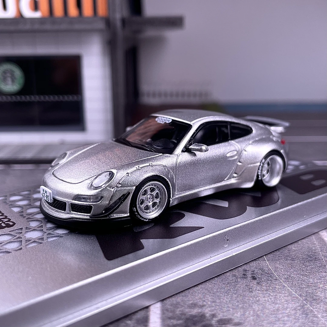 TW 1:64 保时捷997 RWB 银色 合金汽车模型