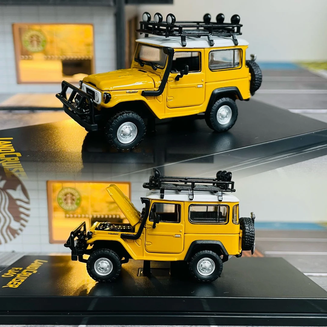 HF 1:64 丰田FJ40 黄色改装版 合金汽车模型