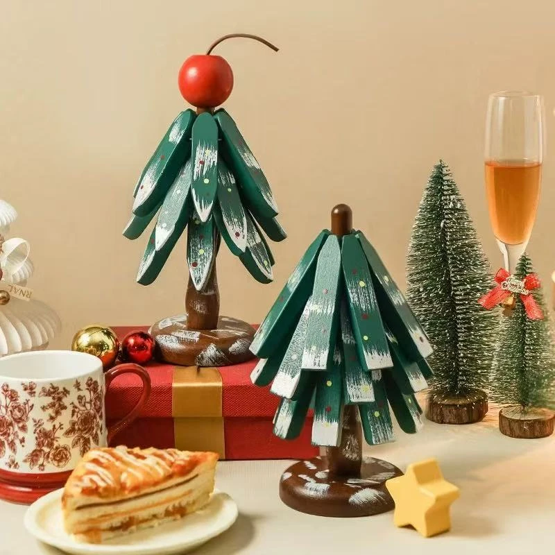 【专利】创意实木质圣诞树隔热垫一棵树小树形餐桌锅垫高级感防烫