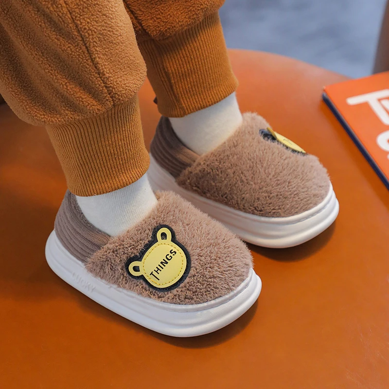 儿童棉鞋男女童室内防滑毛毛亲子包根棉拖鞋卡通可爱宝宝棉拖鞋冬