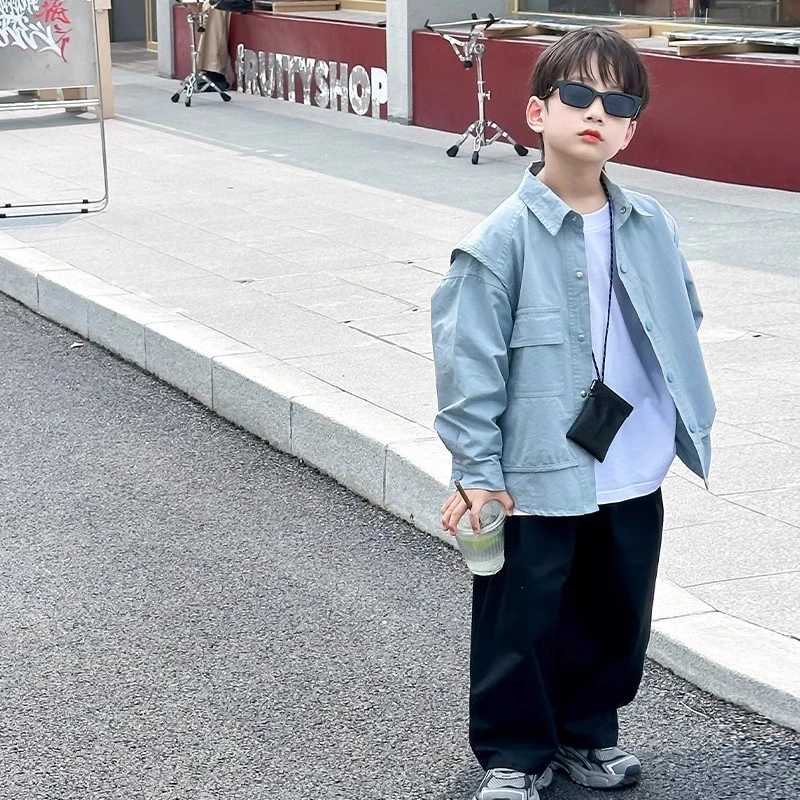 儿童春秋装男童外套洋气2024春秋季中大童新款夹克男孩时髦上衣潮