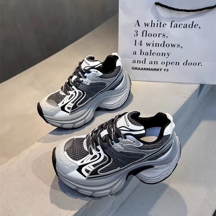 银色高级老爹鞋女ins潮2024新款透气百搭时尚个性潮流运动鞋