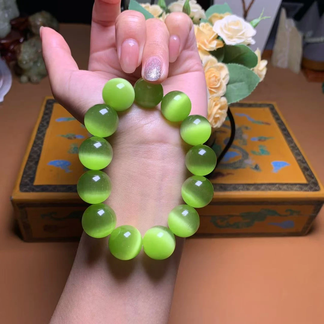 非金属玻璃手链  黄口冰猫眼手串手工猫眼手串玻璃