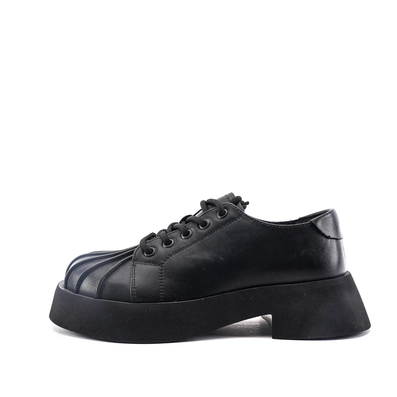 Lovevan/艾典范复古贝壳头厚底增高新款英伦风系带大头鞋