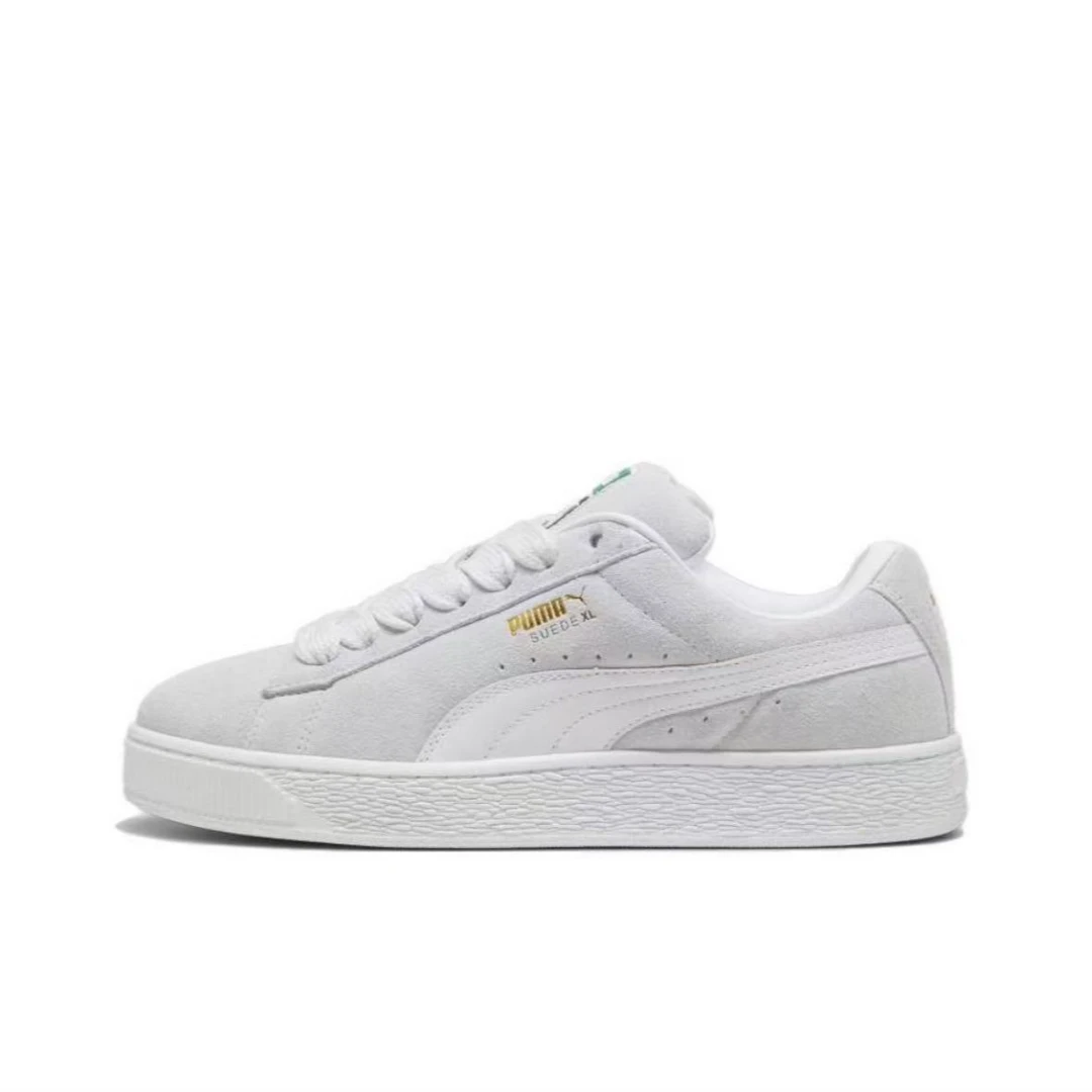 PUMA彪马 Suede XL 防滑耐磨 低帮 面包鞋板鞋 男女同款 米灰白条