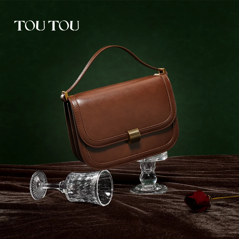 toutou2024款高级感复古百搭豆腐包简约腋下包单肩斜挎包女 4853T