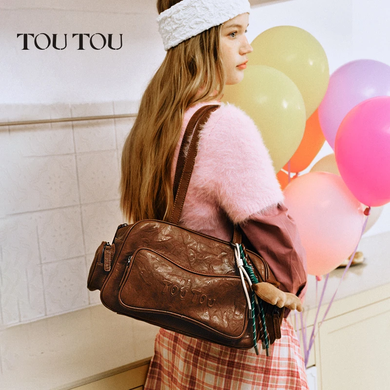 TOUTOU新款原创腊肠狗保龄球包大容量高级感波士顿包40973