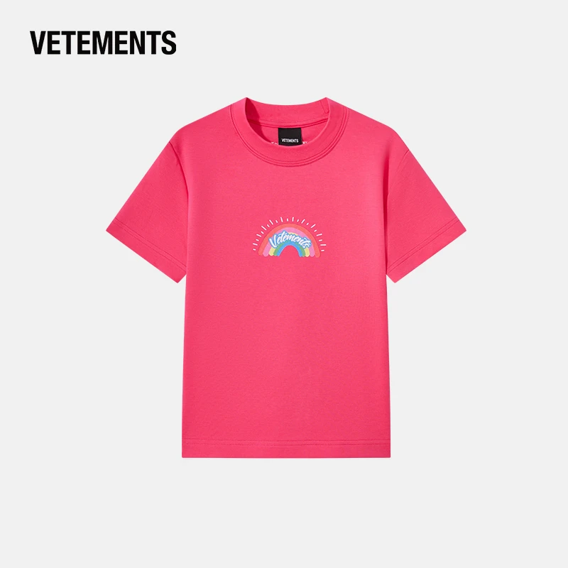 VETEMENTS夏季女款彩虹休闲时尚百搭圆领卡通经典短袖T恤63552305
