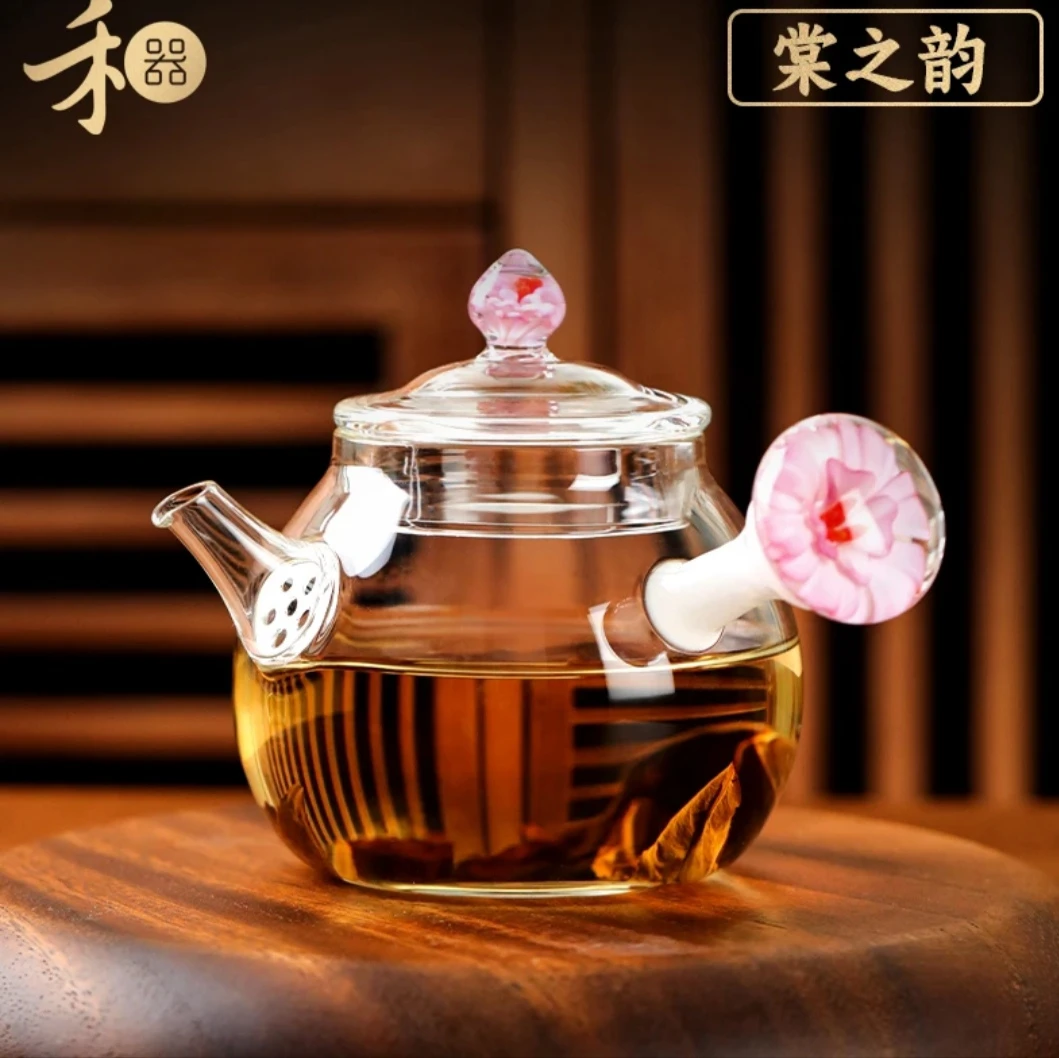 禾器斑斓棠韵鸿禧壶高硼硅玻璃泡茶壶纯手工茶具茶器耐热高档把手