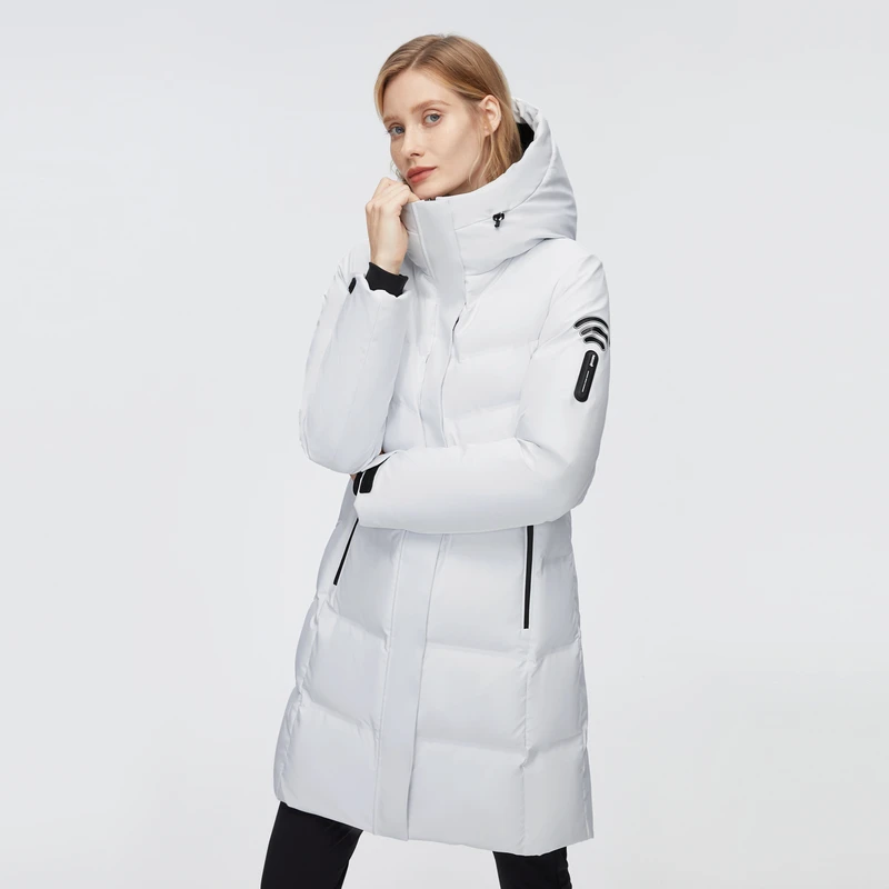 波司登2022年鹅绒女运动保暖秋冬季连帽户外过膝外套长款羽绒服