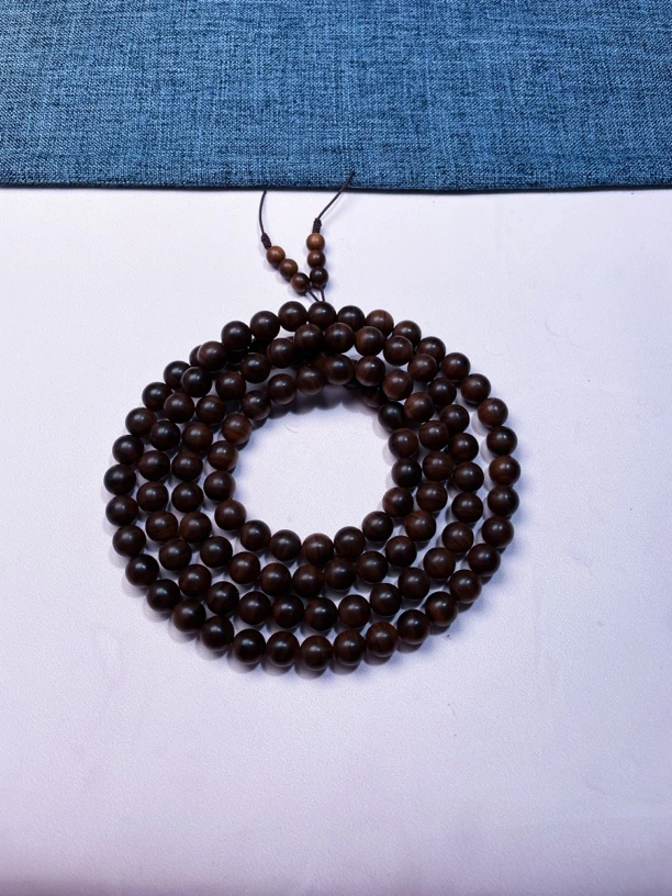 印度迈索尔老山檀香横纹黑肉1.0*108焦糖香10手串手链高端