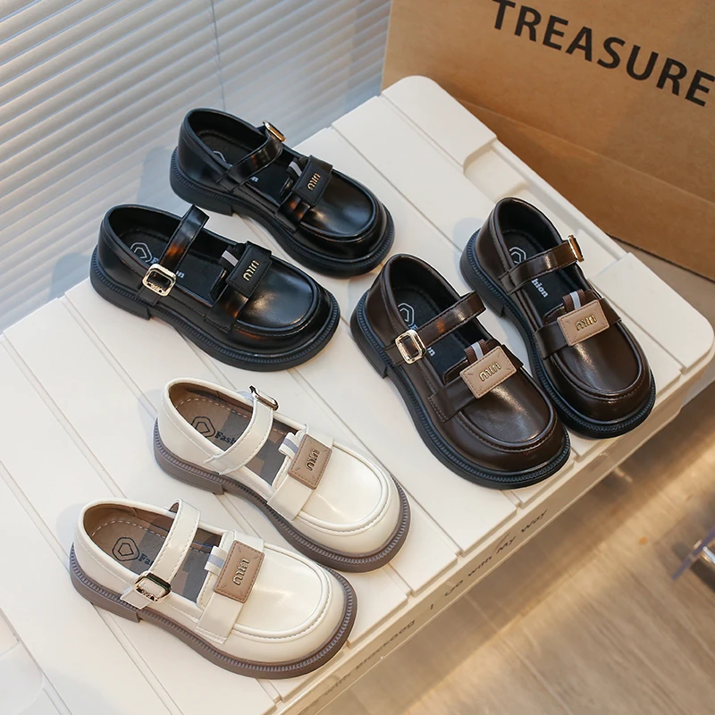 女童皮鞋韩版简约公主鞋春秋时尚女孩单鞋百搭软底英伦风乐福皮鞋