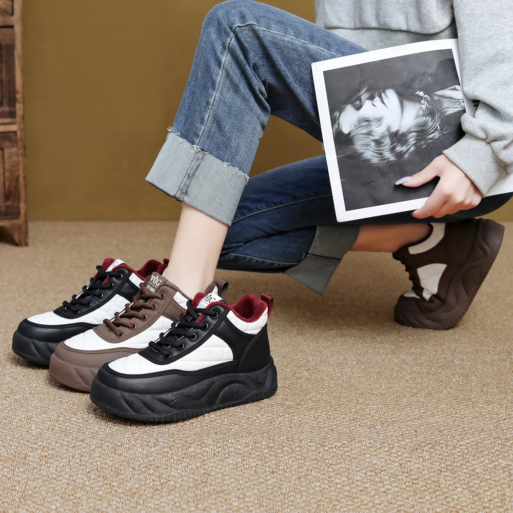 王冠厚底秋冬季加绒高帮面包鞋厚底运动时尚百搭