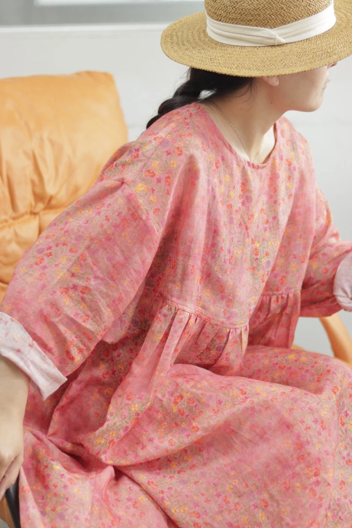 女夏季大码飘逸长裙宽松连衣裙女装连衣裙碎花裙小清新C256
