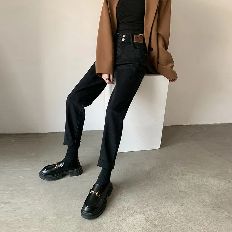 弹力高腰哈伦牛仔裤女小个子2025年新款宽松显瘦春春季九分老爹裤