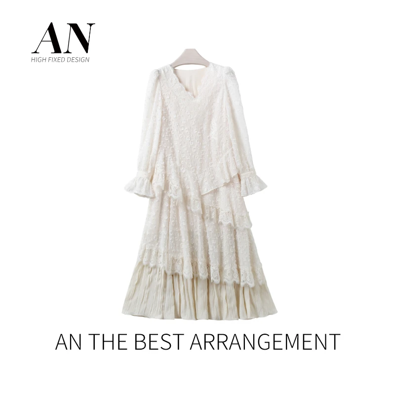 ANNELILY【柔雾】设计师气质高定轻奢显瘦连衣裙AQ2307072