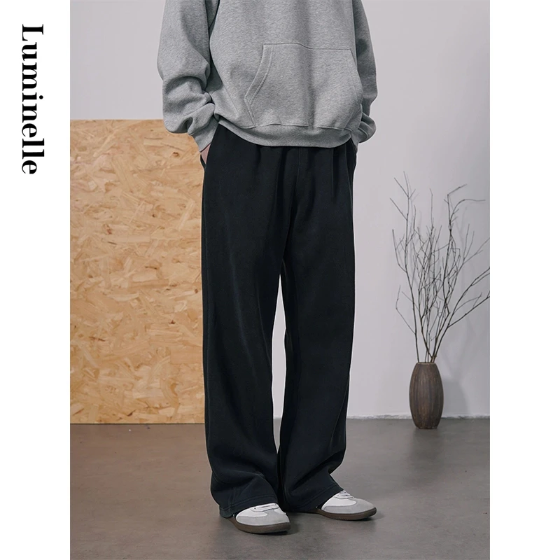 重磅秋冬款巴黎水洗做旧直筒卫裤情侣宽松休闲裤