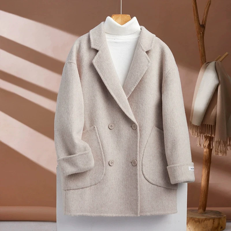 【赵小姐】纯羊毛双面羊毛大衣女冬季百搭韩版秋冬保暖气质外套