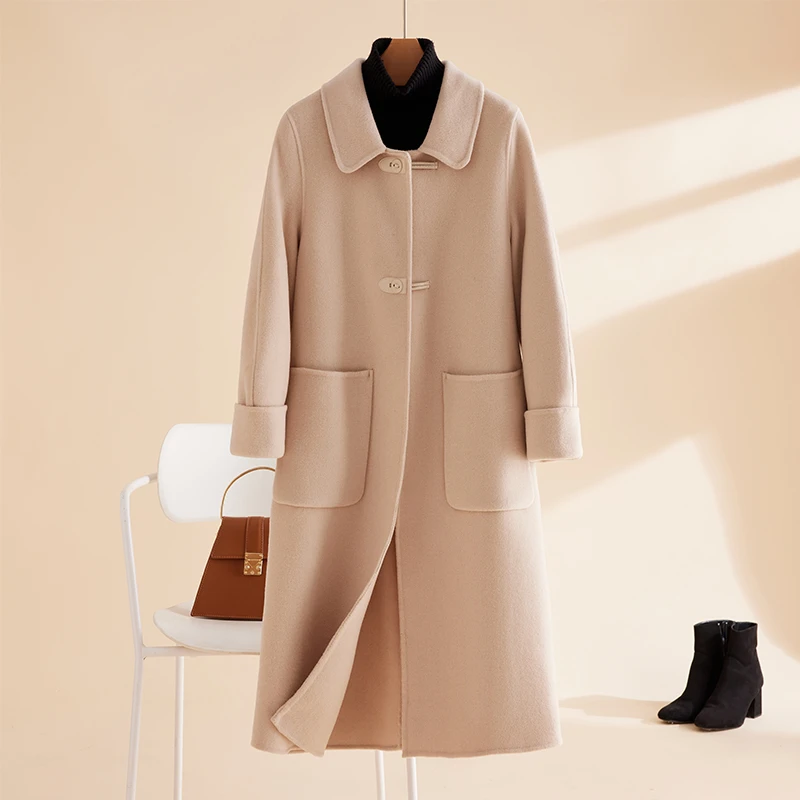 赵小姐双面羊毛大衣女中长款小个子羊毛大衣赫本风韩版毛呢外套