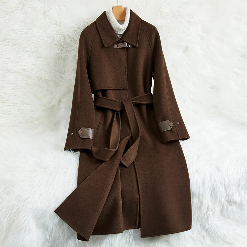 羊毛设计感双面羊绒大衣女2025年新款毛呢外套双面呢赫本风呢子大