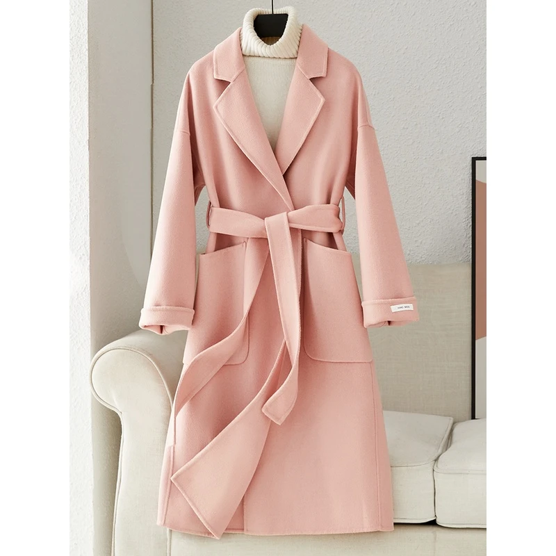 2024年秋冬新款韩版气质时尚双面羊毛高端100纯羊毛中长款双面呢