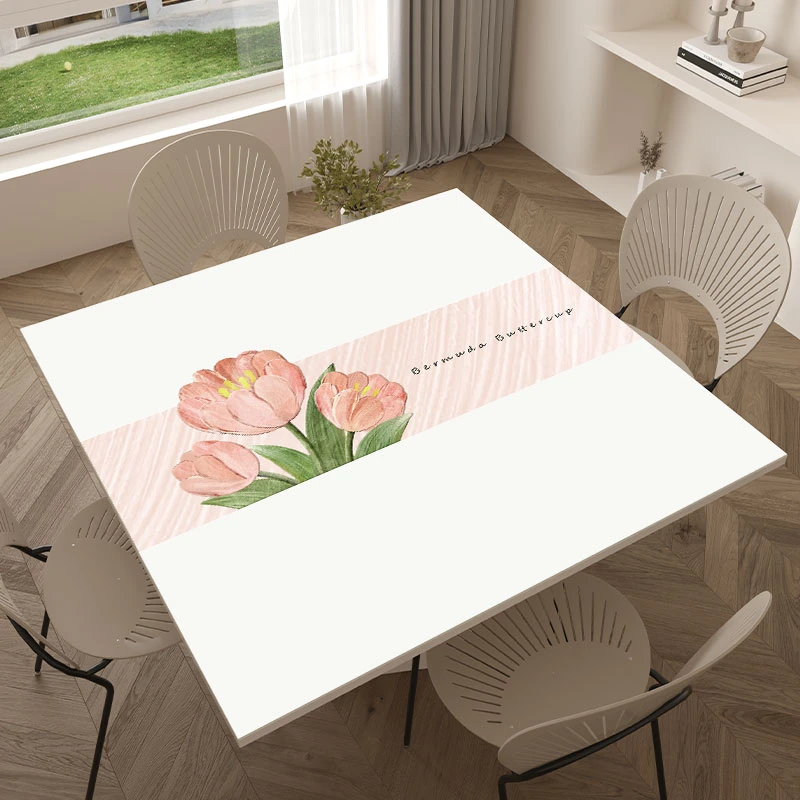 文艺清新方桌垫隔热防水防油免洗易打理网红款直播正方形桌布新款
