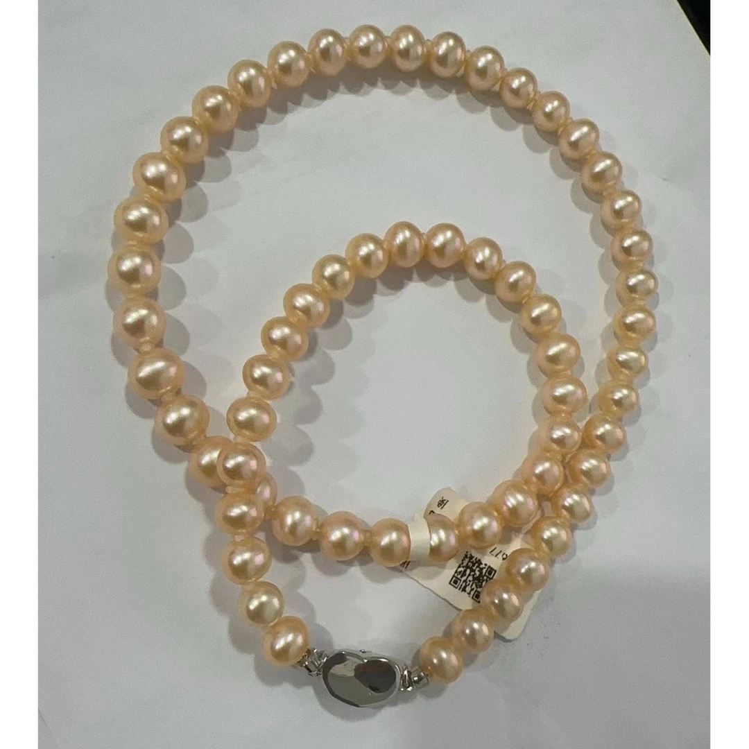 【蚌农涛哥】S925银淡水无核极光中国红项链6.5-7.5mm