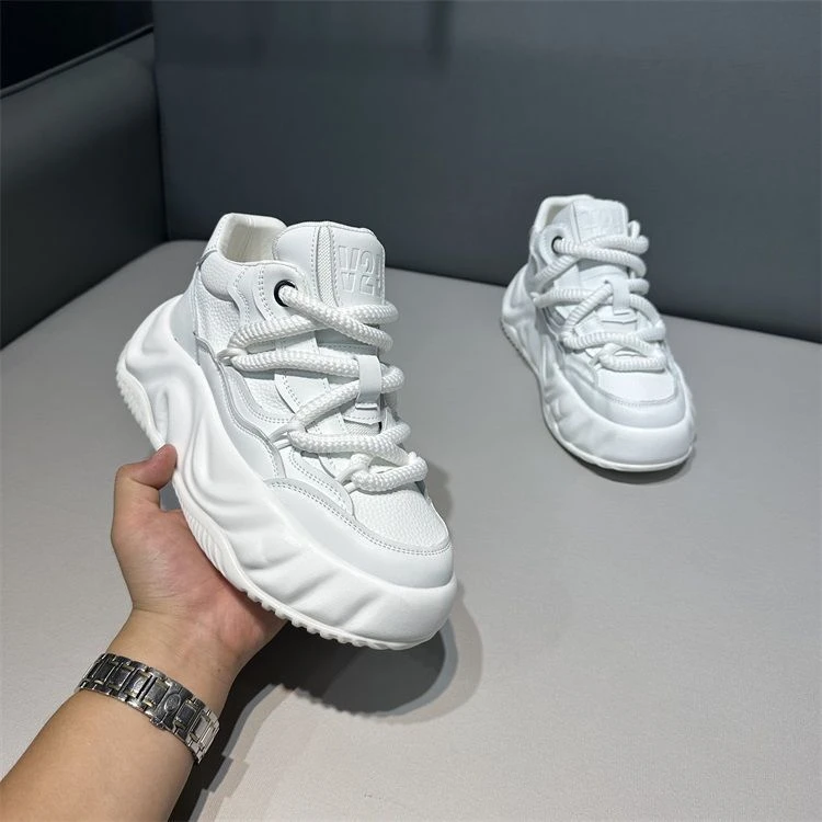 帅气高端百搭休闲厚底皮面拼接板鞋潮鞋2023年秋冬季新款高档鞋男