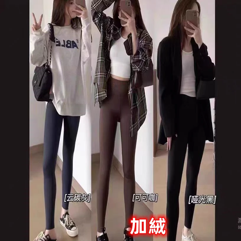 2024加绒鲨鱼裤女外穿秋冬加厚义乌打底裤高腰紧身无痕瑜伽芭比裤