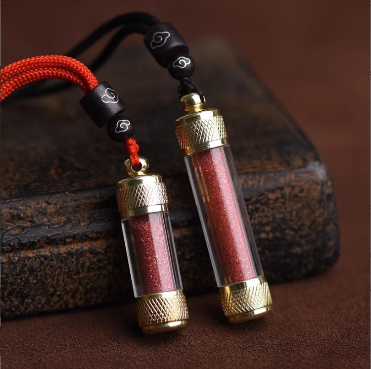 含辰砂工艺品天然朱砂吊坠随身挂件粉项坠男女儿童宝宝婴儿项链瓶