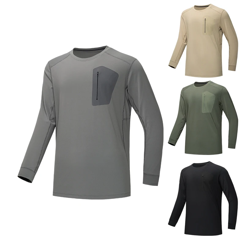 2024新款开衫长袖休闲速干跑步立领胸口包T恤男款