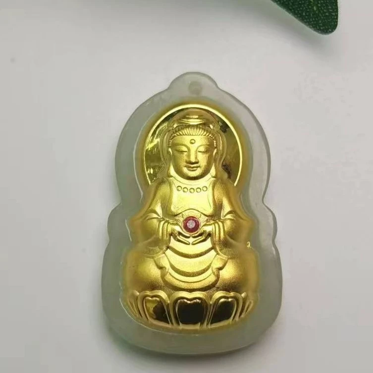 足金和田玉观音吊坠赠绳子【多样性发其一】