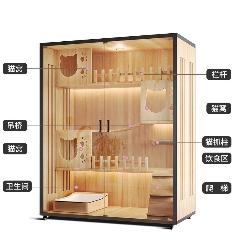 猫咪别墅猫别墅木质猫房子猫柜猫笼子豪华双层三层猫窝猫爬架猫舍