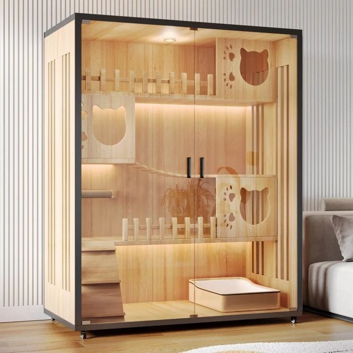 猫别墅猫笼子家用室内猫窝猫屋超大自由空间猫咪房子木质猫舍猫柜