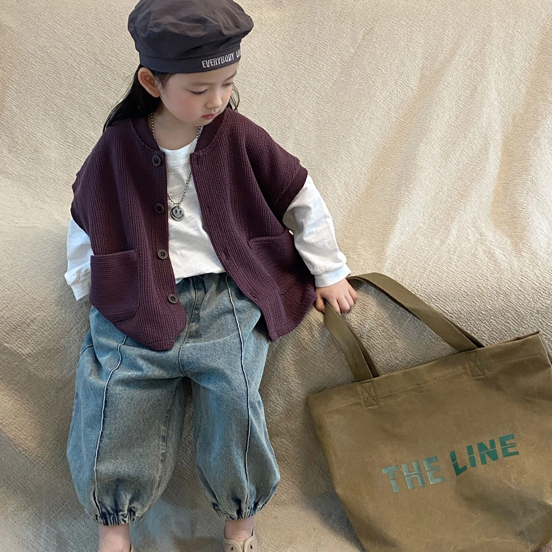 M-Y211儿童春款针织马甲中小童中性款韩版无袖开衫