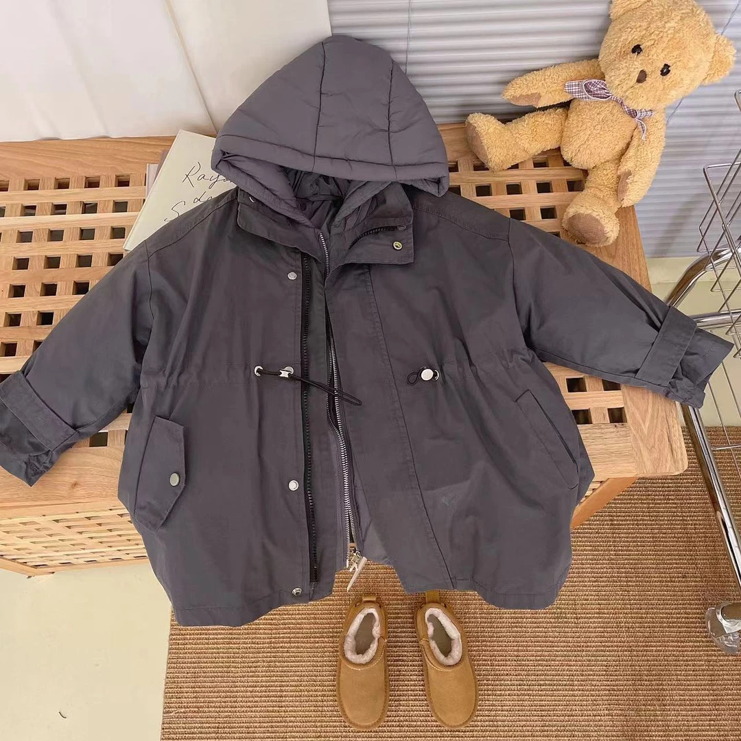 M-266儿童韩版冬款休闲连帽羽绒服两件套