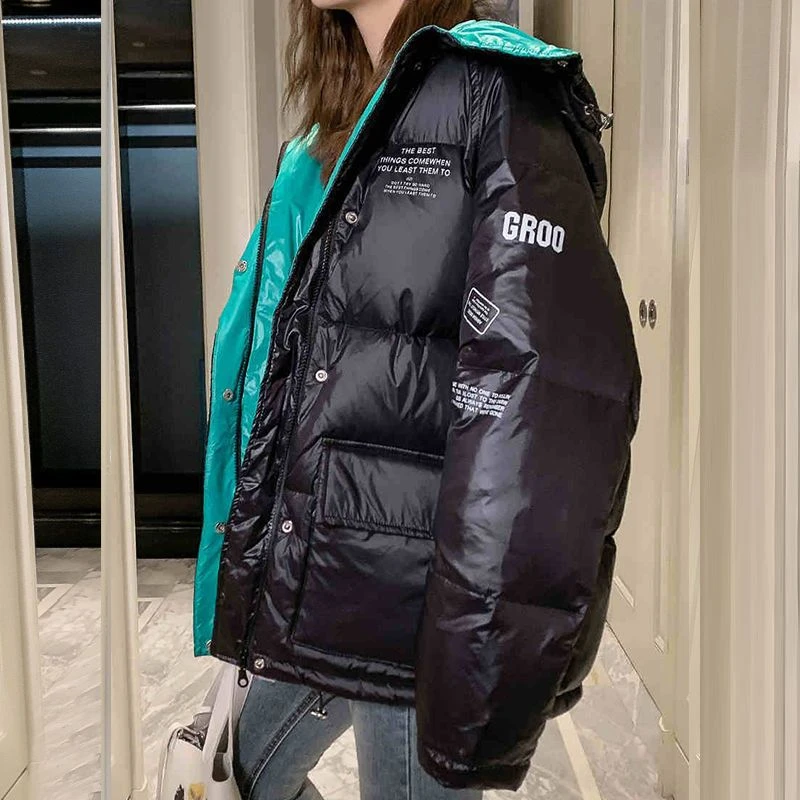 200斤大码羽绒羽绒服女冬羽绒服300斤韩版宽松学生面包服短款羽绒