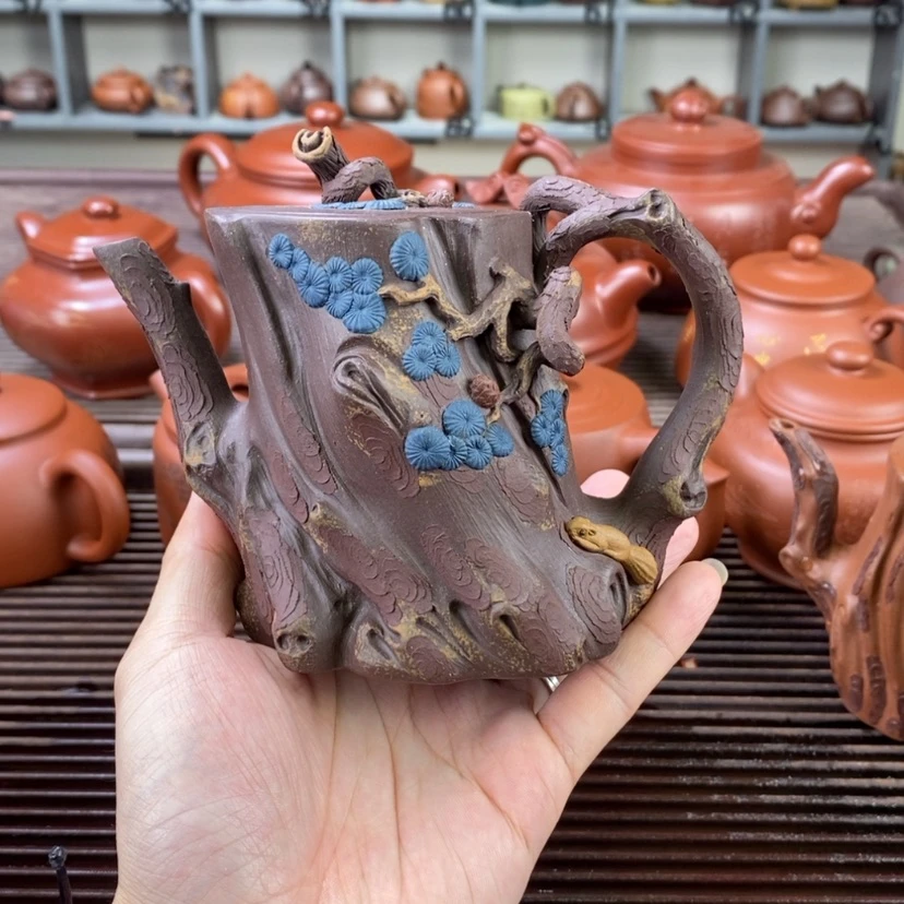 【闪购商品】紫砂茶壶白28薛岳松桩紫泥全手350cc