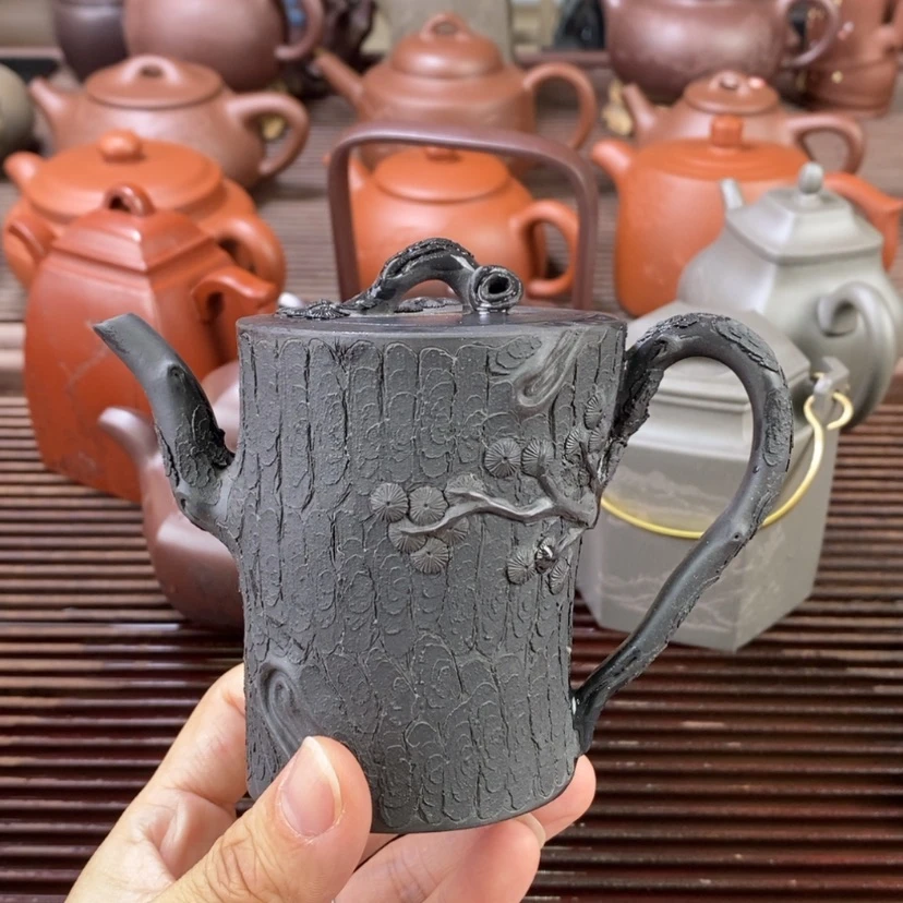 【闪购商品】紫砂茶壶白11薛岳树桩紫泥焐灰全手190cc