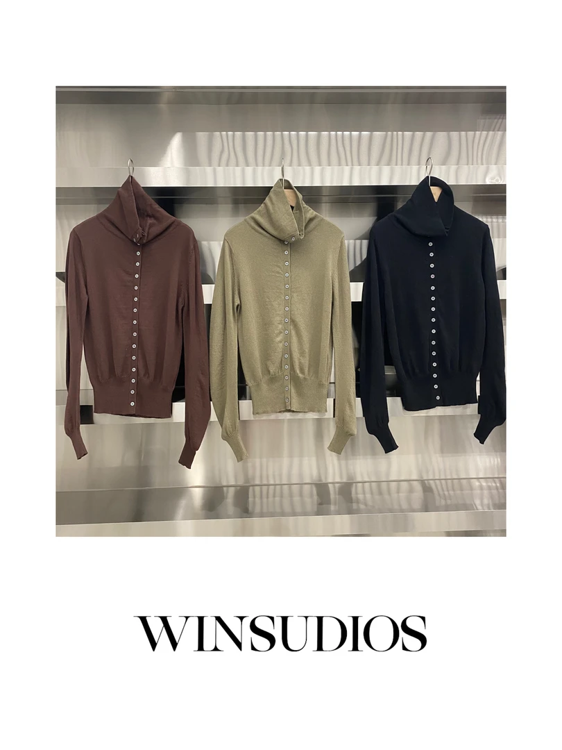 【WIN小众定制款】切肤之爱多扣子高领毛衣开衫