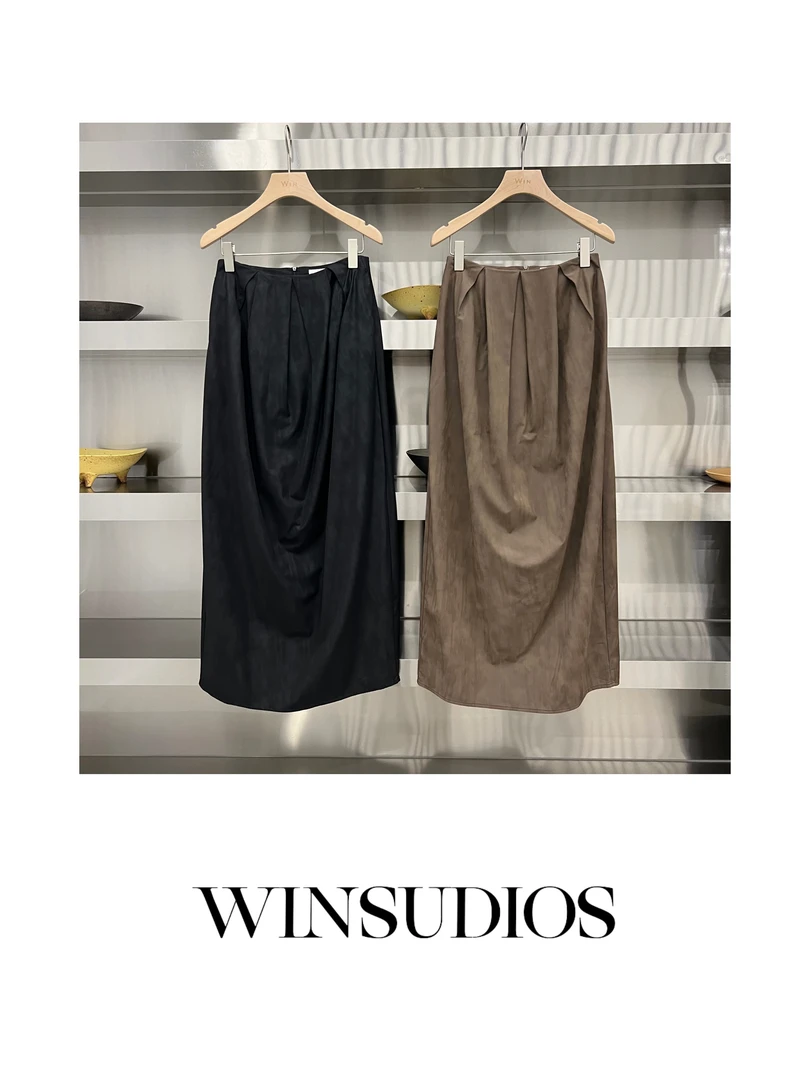 【WIN小众定制款】褐绛石斑驳花苞定位褶半身裙