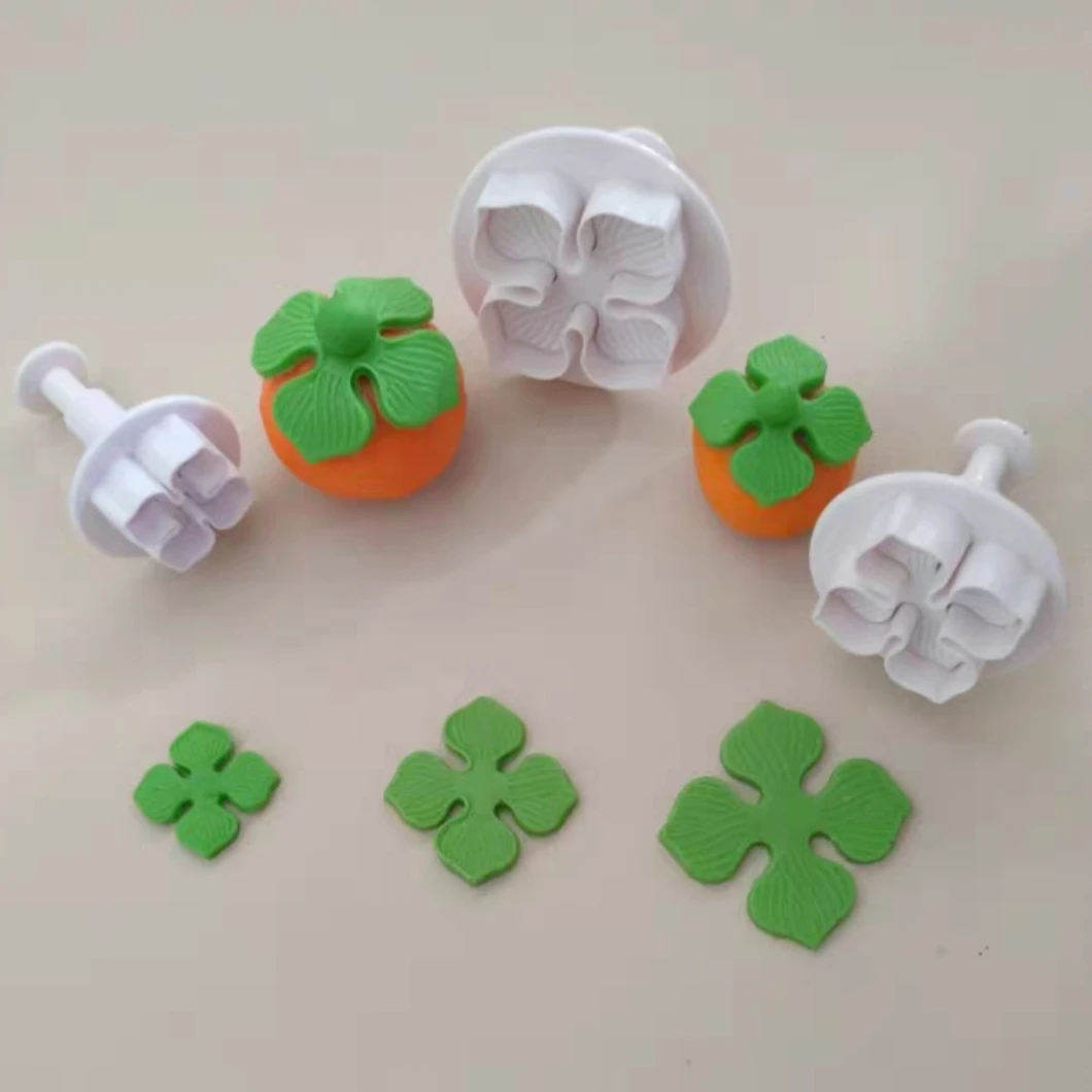 柿子模具蛋糕装饰摆件手工柿子叶子翻糖烘焙工具塑料弹簧压模切模