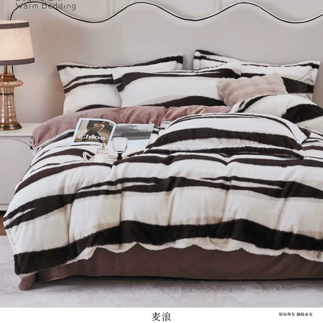 【2024新款】兔兔绒牛奶绒柔软暖和四件套毛绒加绒加厚温暖整个冬天