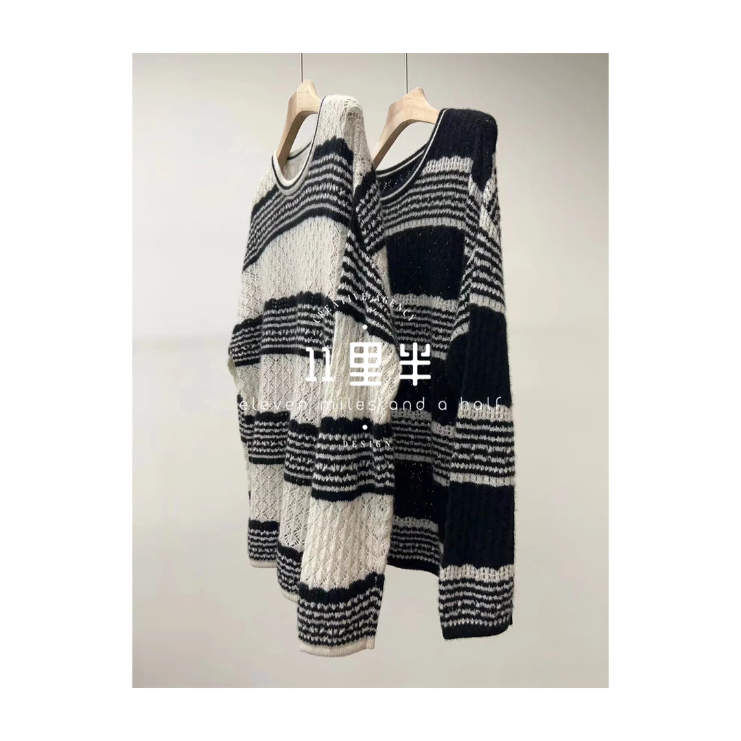 如懿&11里半【时光与你】100%重工山羊绒镂空轻奢针织衫23491068