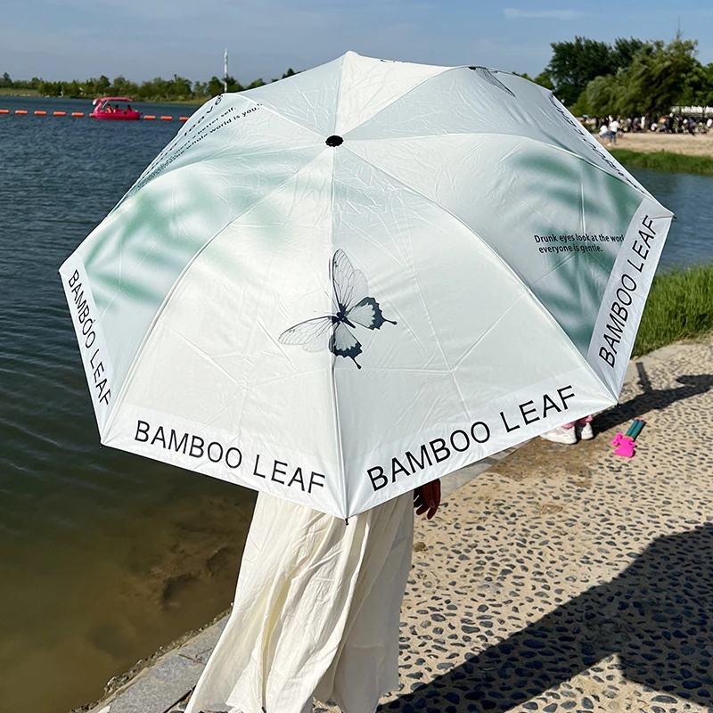 防紫外线大号加厚田园黑胶太阳伞遮阳伞小清新简约学生手动防晒伞