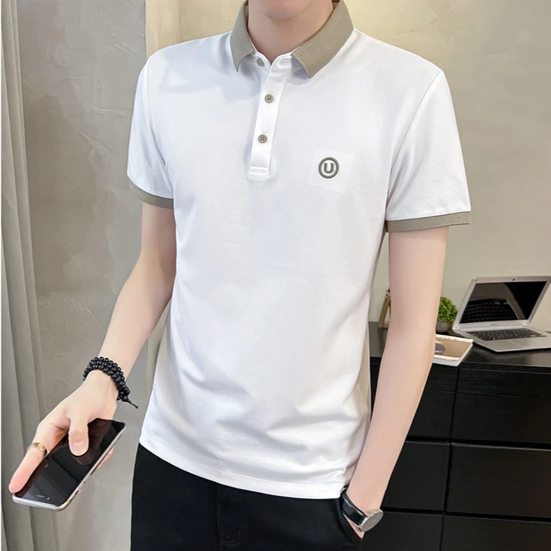 珠地棉夏季男士短袖polo翻领潮流透气休闲半袖上衣服修身百搭男装