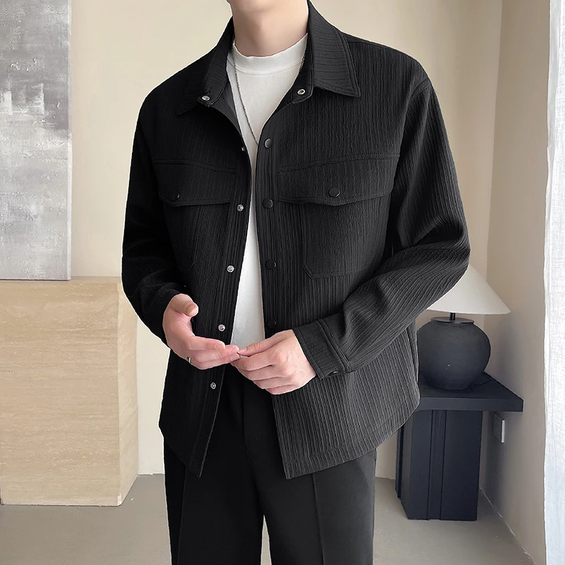 休闲百搭潮流韩版翻领痞帅帅气衬衫外套
