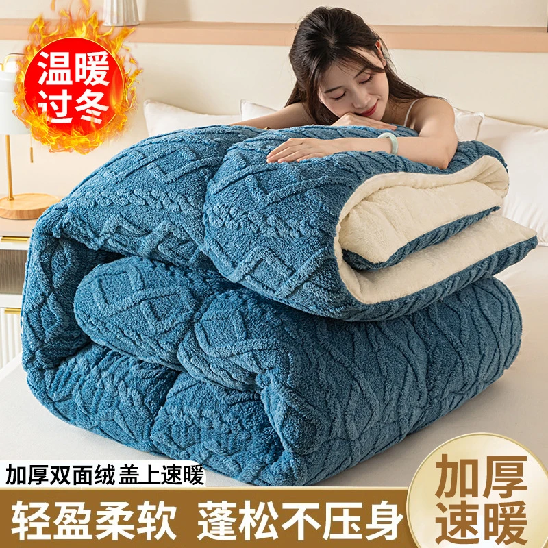 羊羔绒被子被芯冬被棉被双人被褥双面加绒单人学生加厚保暖冬季批